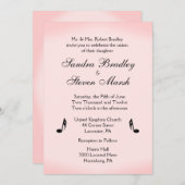 Pink Music Theme Wedding Einladung (Vorne/Hinten)