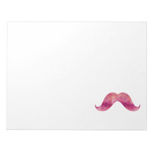 Pink Mustache Gefärbte Krawatte Wasserfarben Musta Notizblock