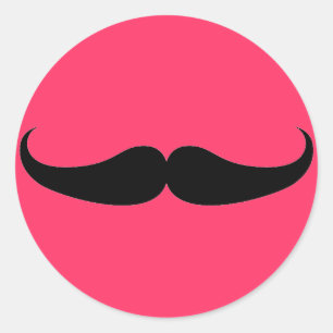 Pink Mustache Sticker Girlie Mustache Label