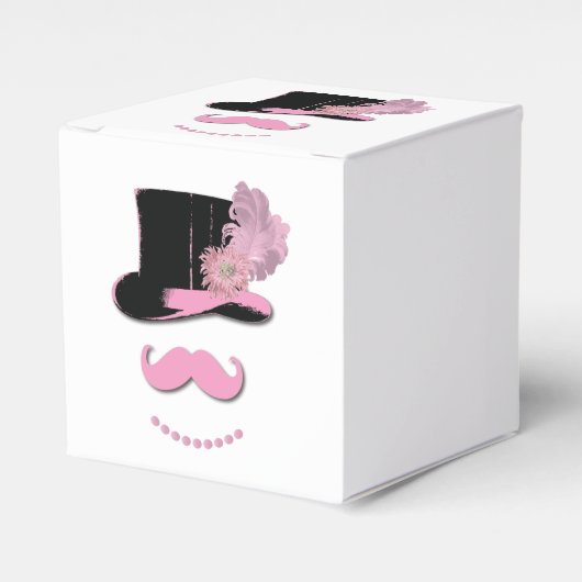 Pink Mustache Top Hat Geschenkschachtel (Vorderseite)