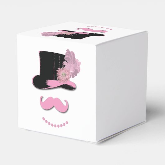 Pink Mustache Top Hat Geschenkschachtel (Rückseite)