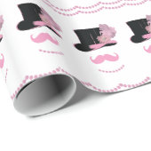 Pink Mustache, Top Hat und Perlen Geschenkpapier (Rolleneckpunkt)