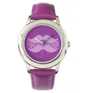 Pink Mustaches benutzerdefinierte Farbuhren Armbanduhr