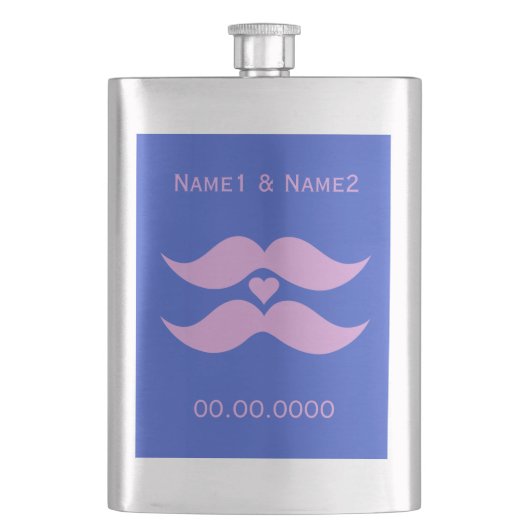 Pink Mustaches Custom Premium Flask Flachmann (Vorderseite)
