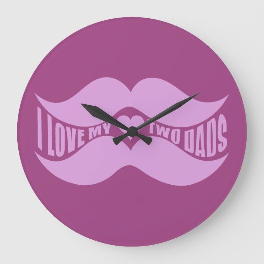 Pink Mustaches Uhruhr Große Wanduhr (Vorderseite)