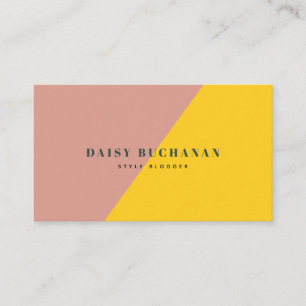 Pink & Mustard Stylish Block Business Card Visitenkarte