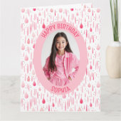Pink-Muster-Foto Karte (Vorderseite)