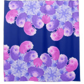 Pink-Muster für Lila und blaue Blume Duschvorhang (Vorderseite)