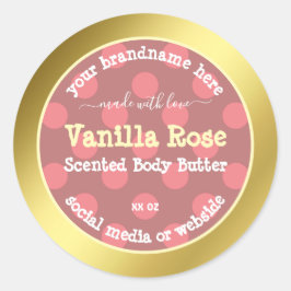 Pink-Muster Gold-Rahmen-Produktverpackungsmarken Runder Aufkleber