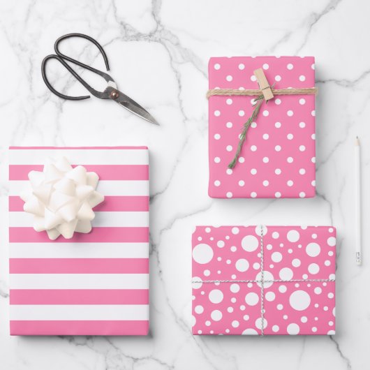 Pink Muster Wrapping Paper Sheet Set Geschenkpapier Set (Vorderseite)
