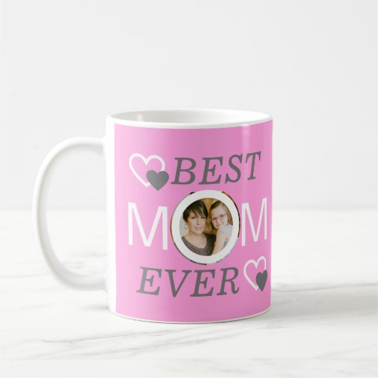 Pink Mütter Tag Keepake Beste Mama Foto Kaffeetasse (Links)