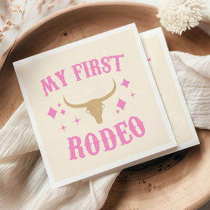 Pink My First Rodeo Cowgirl 1. Geburtstag Serviette