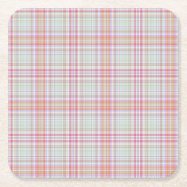 Pink 'n Green Geometric Kariert Rechteckiger Pappuntersetzer