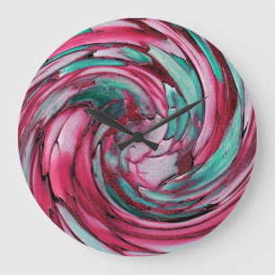 Pink N Teal Dolphin vs Eagle Abstract Wall Clock Große Wanduhr