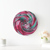 Pink N Teal Dolphin vs Eagle Abstract Wall Clock Große Wanduhr (Zuhause)