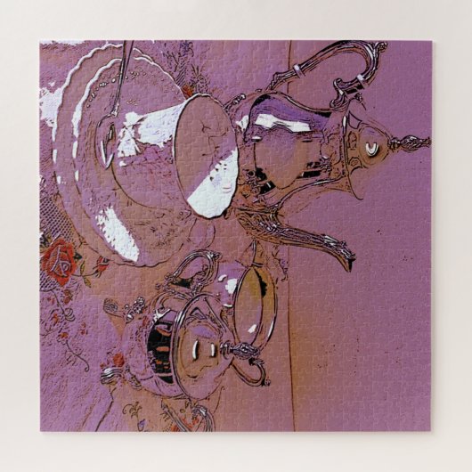 Pink-Nachmittagstee Set Puzzle (Horizontal)