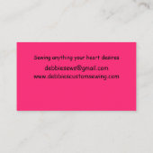 Pink-Nähmaschine auf schwarz Visitenkarte (Rückseite)