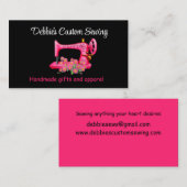 Pink-Nähmaschine auf schwarz Visitenkarte (Vorne/Hinten)