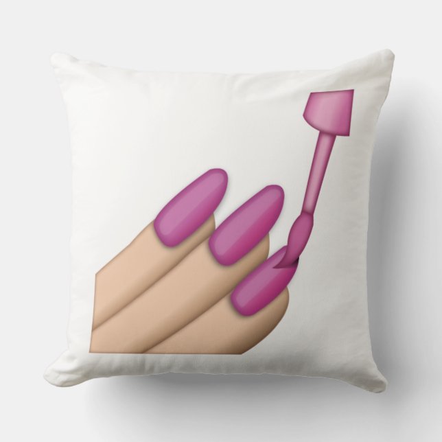 Pink Nail Polnisch - Emoji Kissen (Vorderseite)
