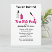 Pink Nail Polnisch Pajama Party Einladung (Stehend Vorderseite)