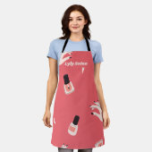 Pink Nail Polnische Flasche Maniküre Beruflich Schürze (Getragen)