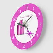 Pink Nail Salon Custom Large Clock Große Wanduhr (Winkel)