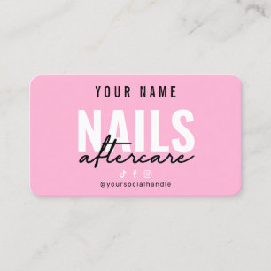 Pink Nails Aftercare-Karte Visitenkarte