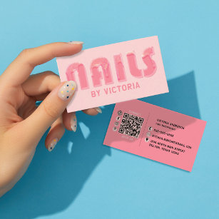 Pink Nails Glitzer Tropfen Typografie Nail Tech Visitenkarte