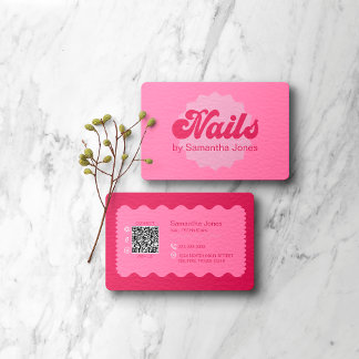 Pink Nails Tropfen QR Code Business Card Visitenkarte