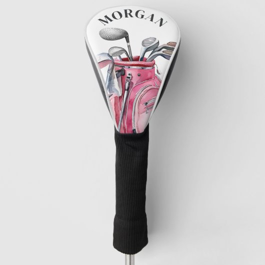 Pink Name Monogram Golf Headcover (Vorderseite)