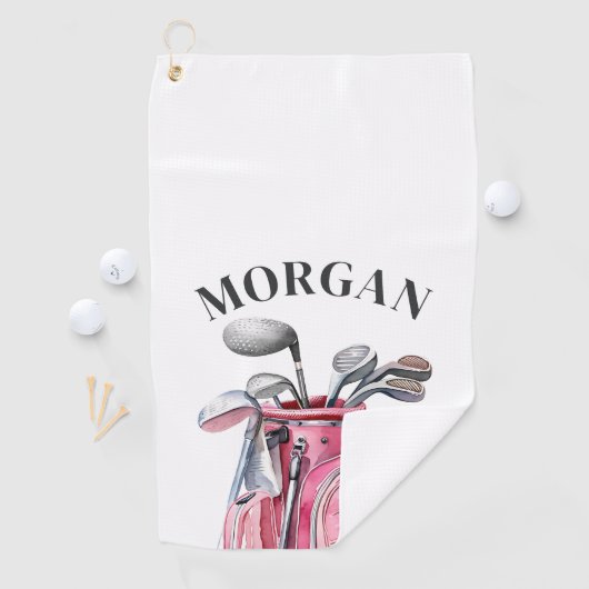 Pink Name Monogram Golfhandtuch (Insitu)