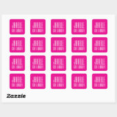 Pink Name Sticker, Personal und Unternehmen Quadratischer Aufkleber (Blatt)