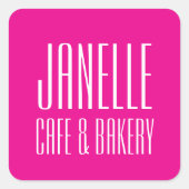 Pink Name Sticker, Personal und Unternehmen Quadratischer Aufkleber (Vorderseite)