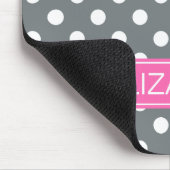 Pink-Namen-Monogramm der Holzkohlen-weißes Mousepad (Ecke)