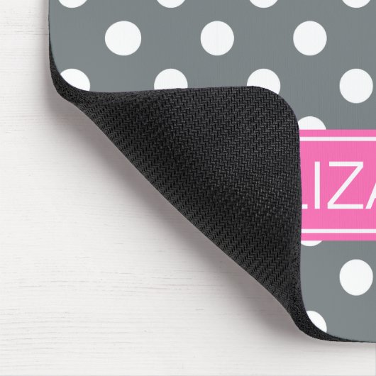 Pink-Namen-Monogramm der Holzkohlen-weißes Mousepad (Ecke)