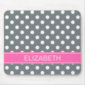 Pink-Namen-Monogramm der Holzkohlen-weißes Mousepad (Vorne)