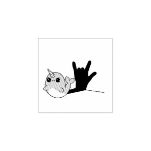 Pink Narwhal ASL I Liebe You - Deaf Culture Design Gummistempel