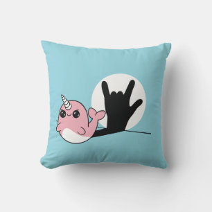 Pink Narwhal ASL I Liebe You - Deaf Culture Design Kissen