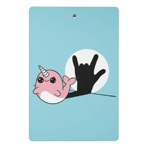 Pink Narwhal ASL I Liebe You - Deaf Culture Design Mini Klemmbrett