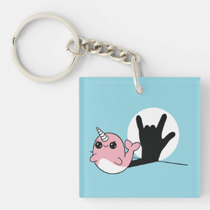 Pink Narwhal ASL I Liebe You - Deaf Culture Design Schlüsselanhänger