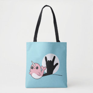 Pink Narwhal ASL I Liebe You - Deaf Culture Design Tasche