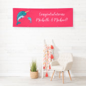 Pink Narwhal Baby Dusche Banner (Insitu)