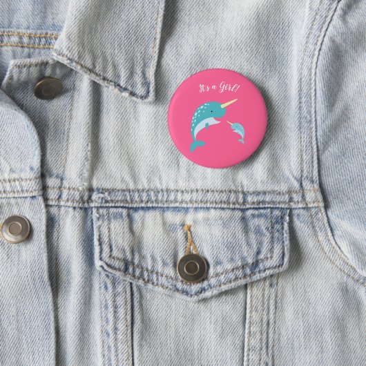 Pink Narwhal Baby Dusche Button (Beispiel)