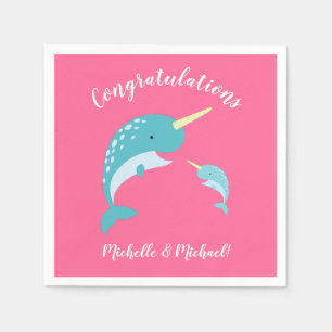 Pink Narwhal Baby Dusche Serviette