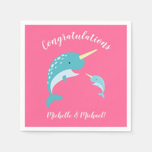 Pink Narwhal Baby Dusche Serviette (Vorderseite)