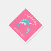 Pink Narwhal Baby Dusche Serviette (Ecke)
