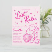 Pink Nashville Last Rodeo Bachelorette Wochenende Einladung (Stehend Vorderseite)