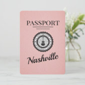 Pink Nashville Passport Save the Date (Stehend Vorderseite)