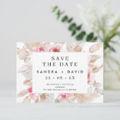 Pink Natural Tones Pampas Save the Date Karte (Stehend Vorderseite)