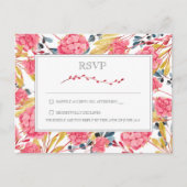 Pink Nature Floral Wedding RSVP Postkarte (Vorderseite)